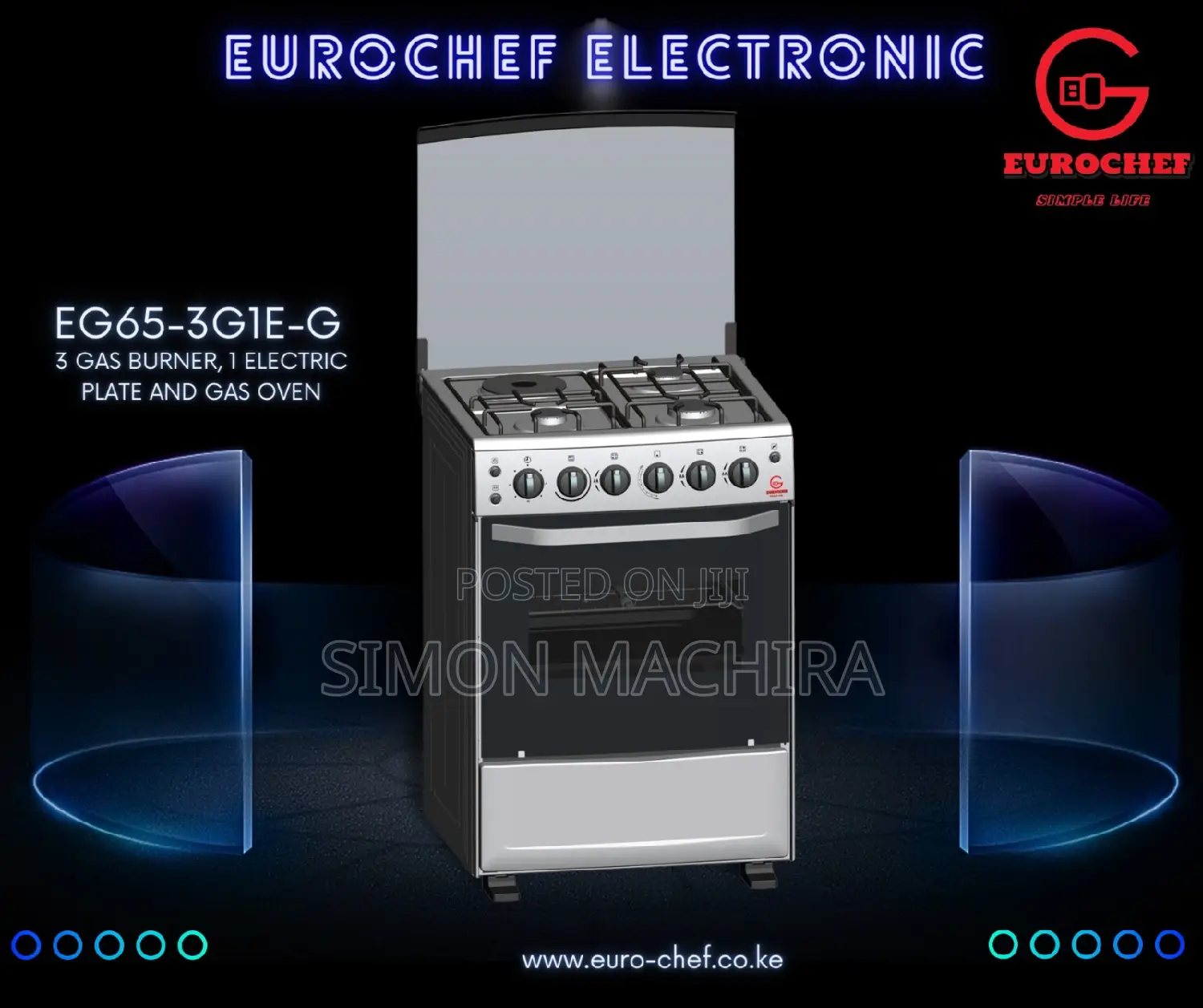 Eurochef 3G+1E Standing Cooker. 60 by 65