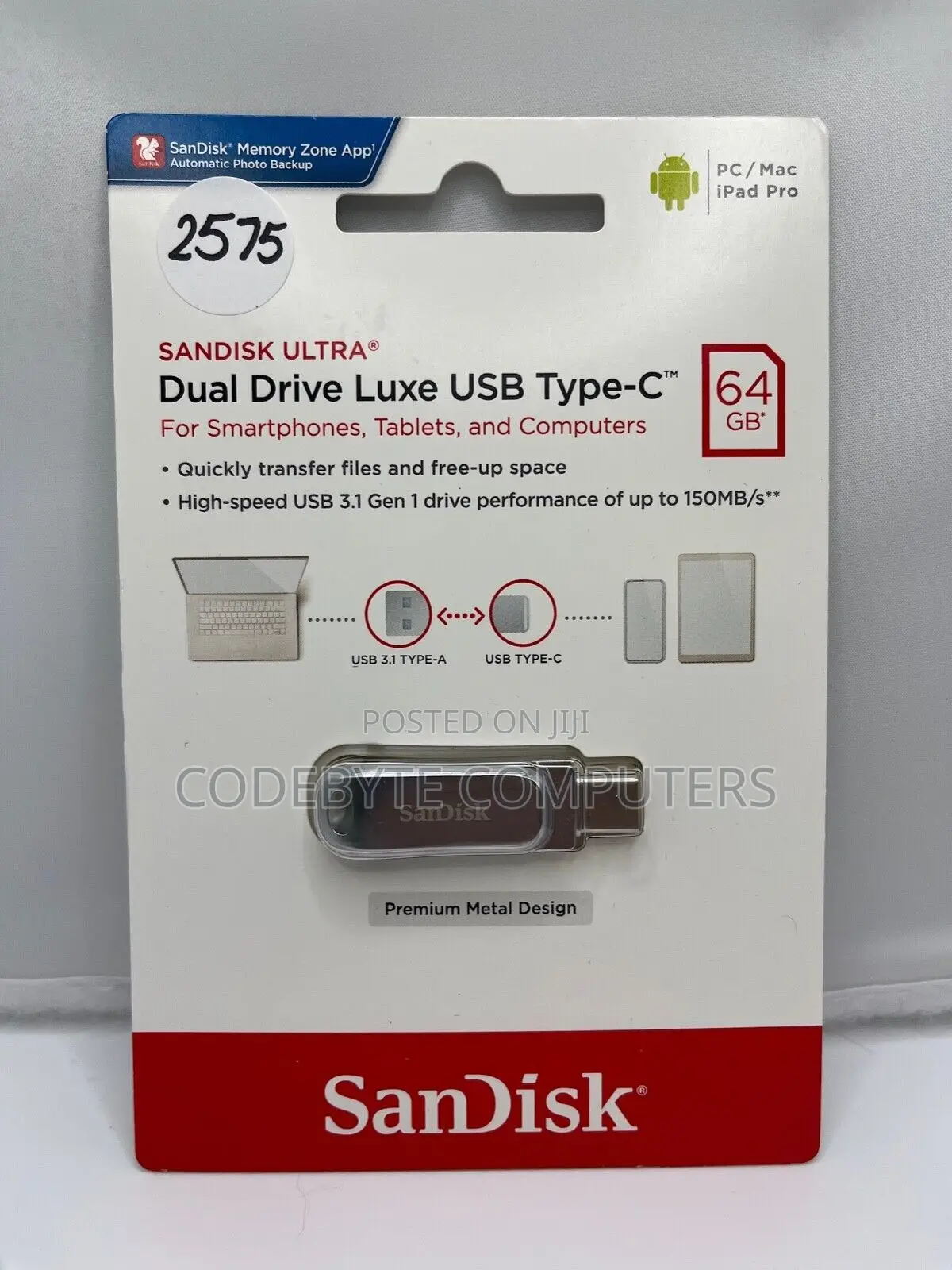 Sandisk Ultra Dual Drive Luxe USB Type-C Flash Drive 64GB