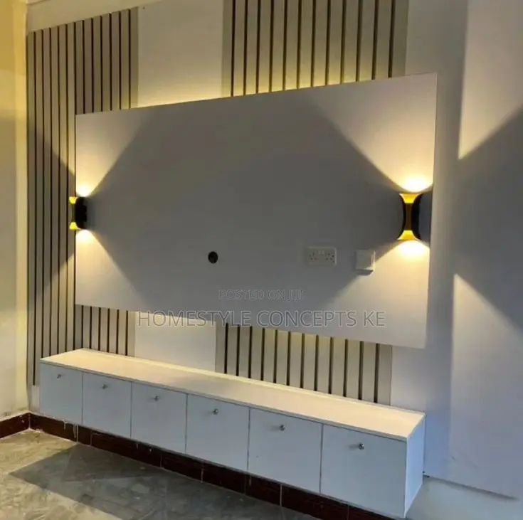Modern Tv Fluted Panels Marble Cabinets Nich