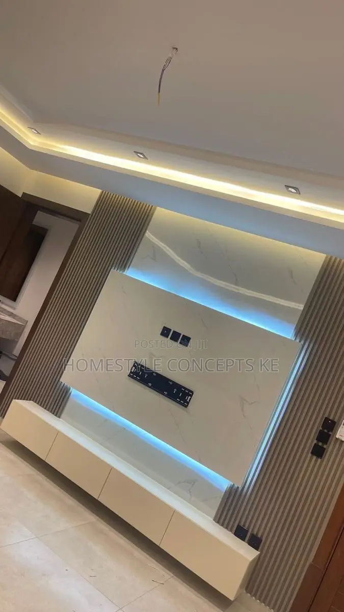 Modern Tv Fluted Panels Marble Cabinets Nich