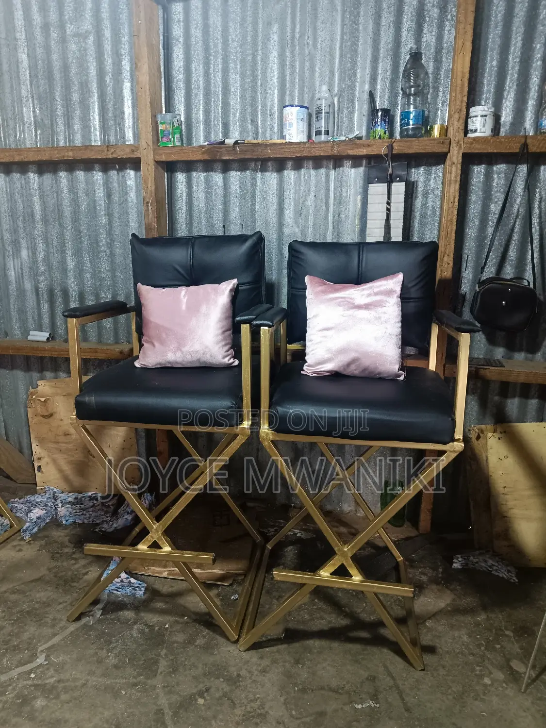 Makeup Chair, Black With a Pillow 