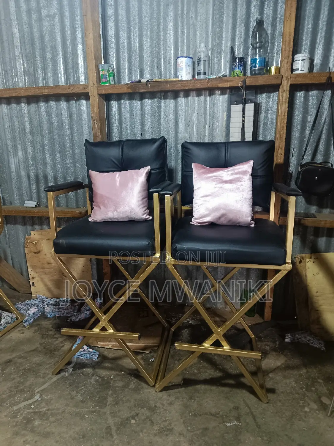 Makeup Chair, Black With a Pillow 