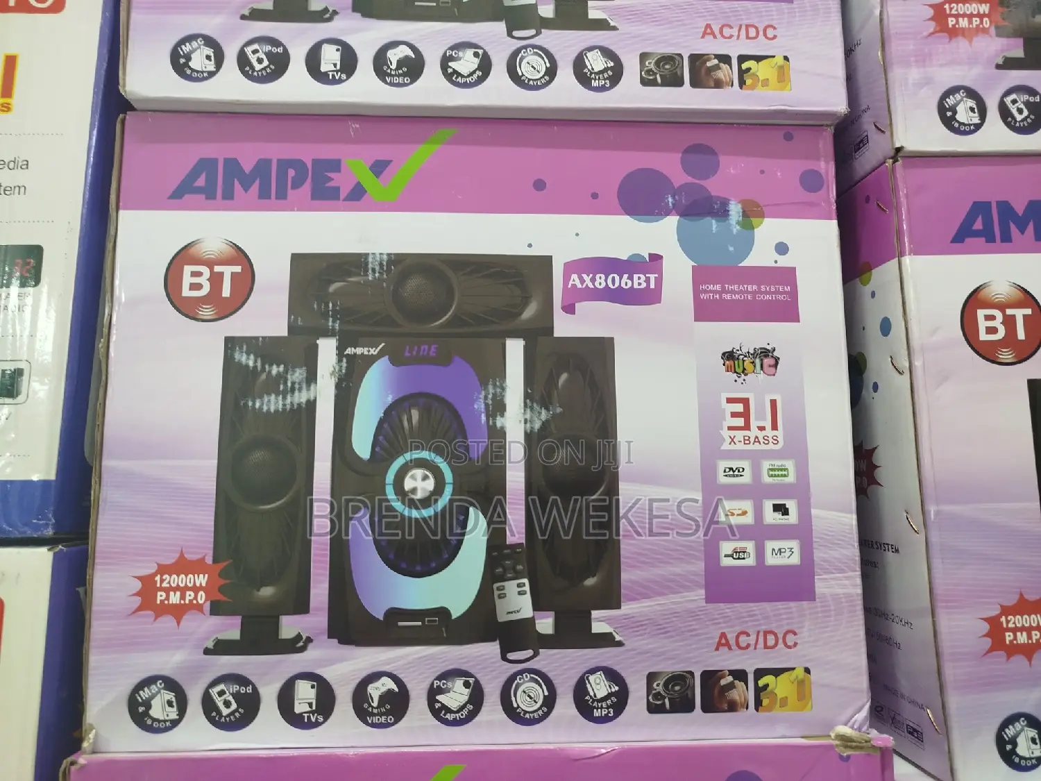 Ampex Ax806bt 3.1ch 12000w Pmpo Multimedia Speaker System