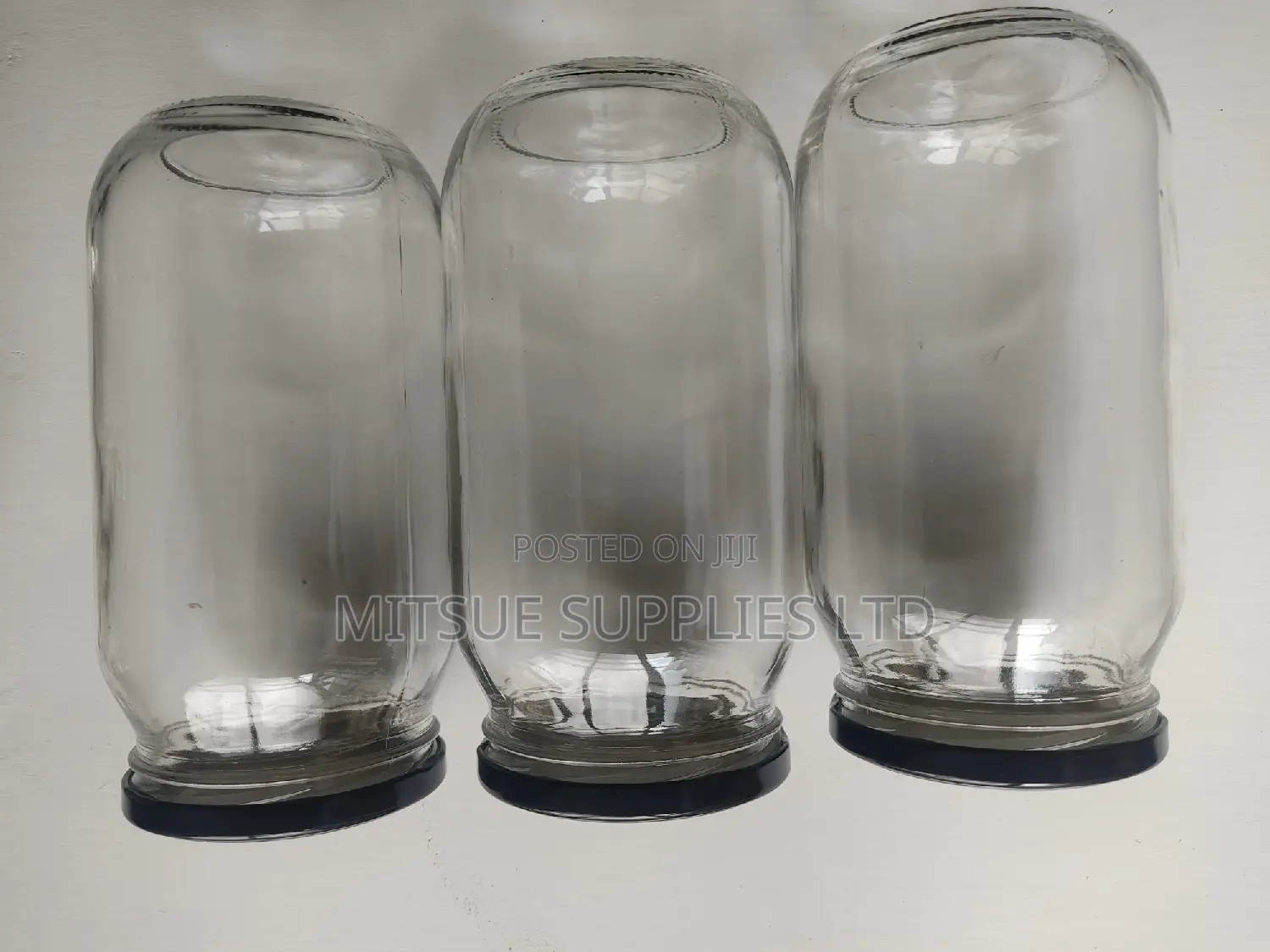 Set of 10 Mason/Glass Jars 1000ml With Black Lids- 82x180mm