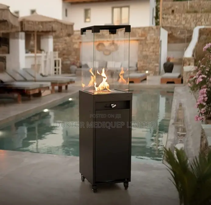 Standing Glass Patio Heater New Propane Fire Pit Table