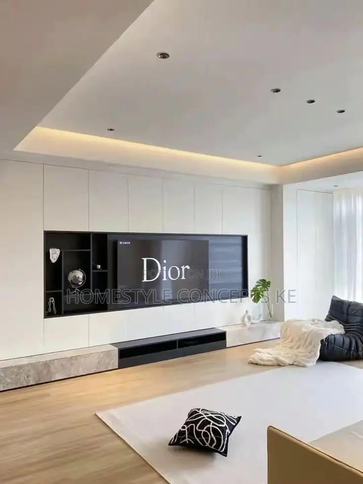 Fluted Panels Marble Sheet Combo TV Niches for Homes