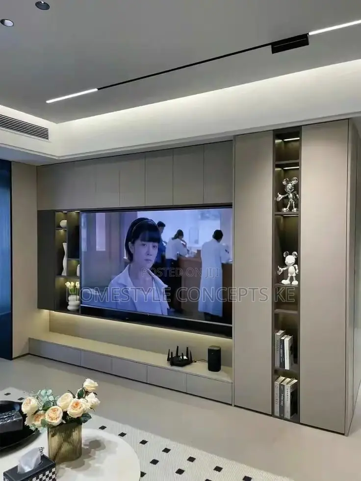 Fluted Panels Marble Sheet Combo TV Niches for Homes