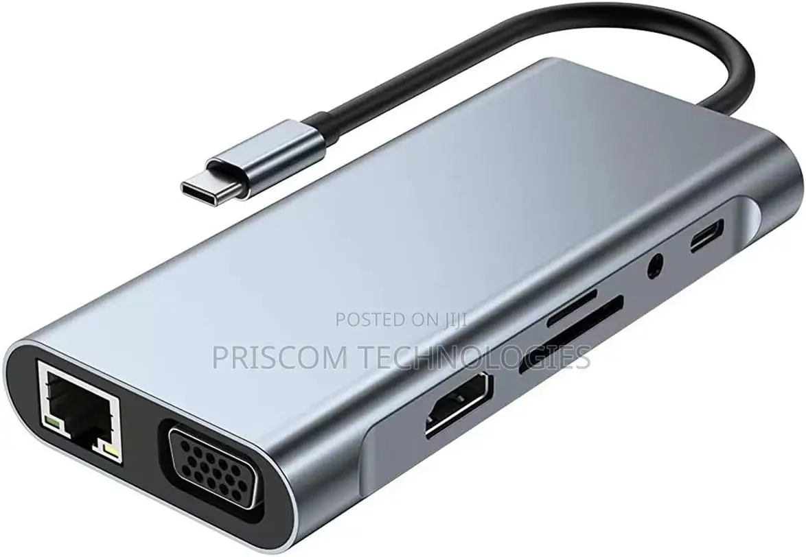Type-C 12-in-1 Docking Station Adapter With HDMI VGA LAN SD