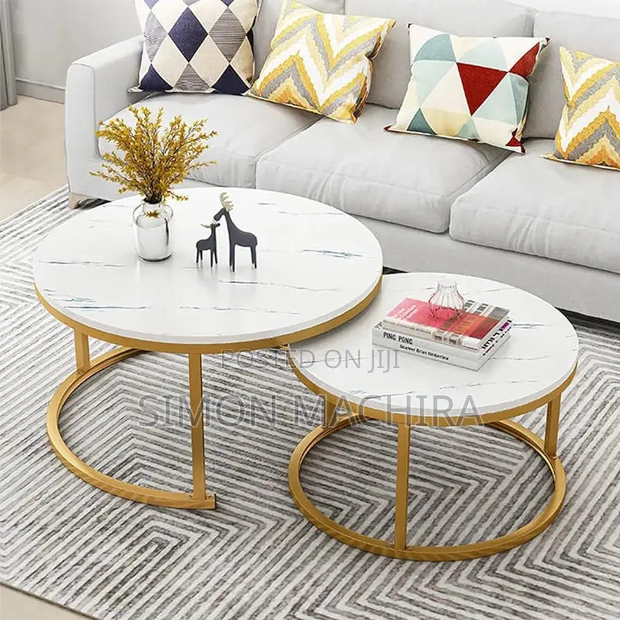Marble Nesting Coffee Table. Glass Effect