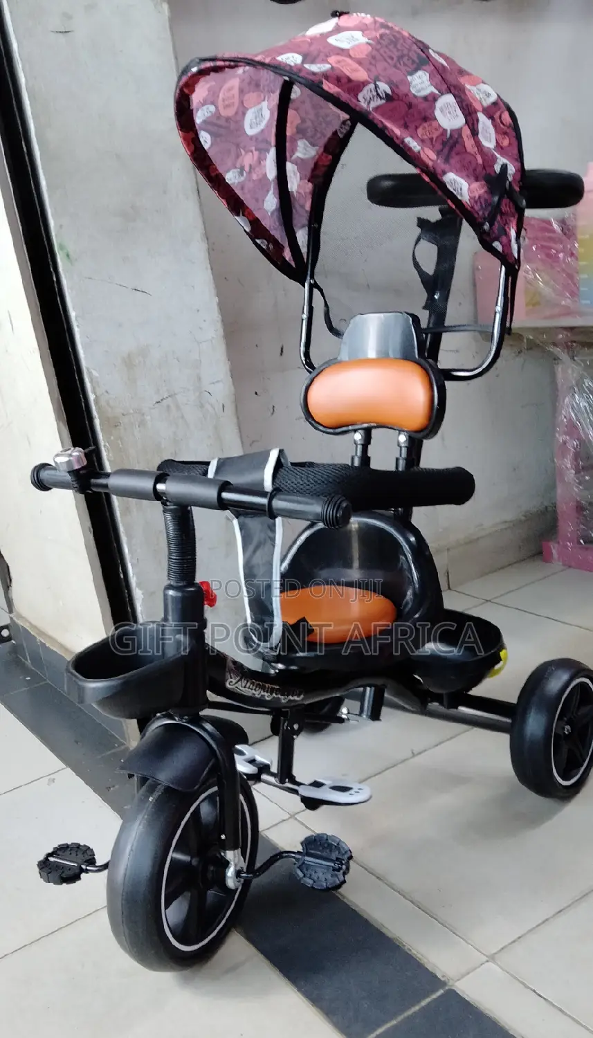 Push Handle Tricycle for Toddlers With a Shade