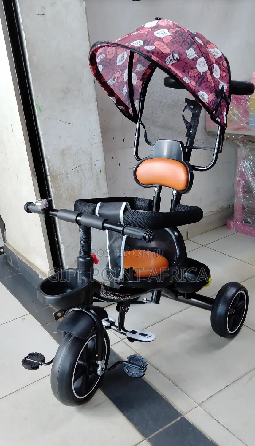 Push Handle Tricycle for Toddlers With a Shade