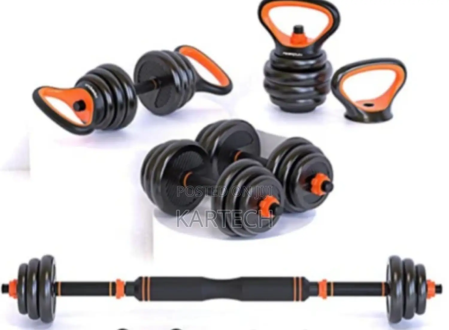 Adjustable 6 in 1 Kettlebell Dumbbell Set With Barbell