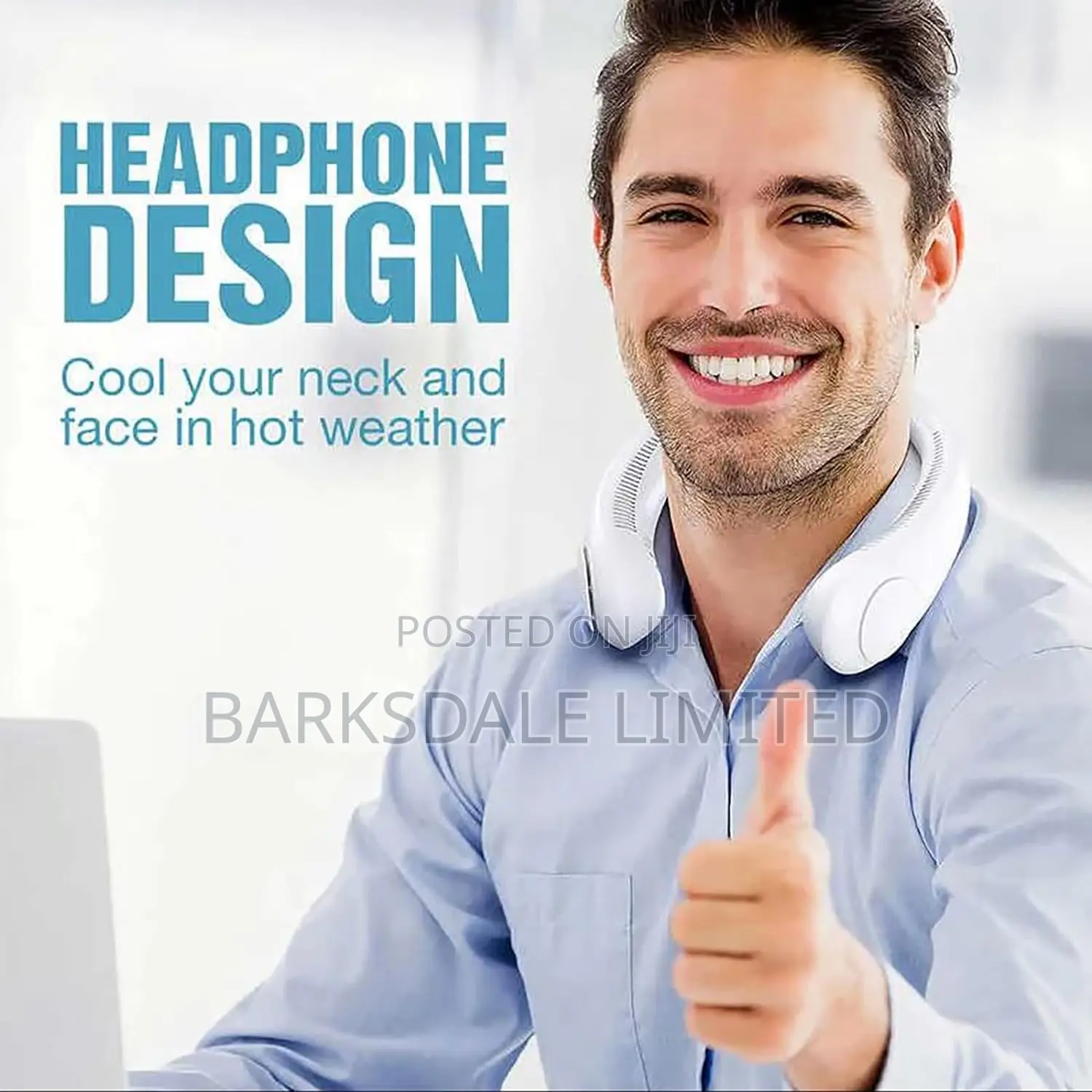 Hanging Neck Fan Mini Small Handheld Portable Silicone White