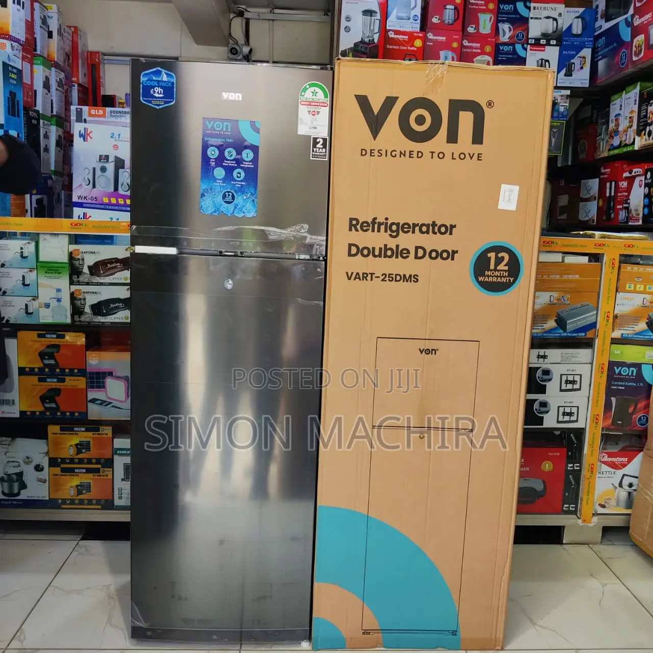 Von Double Door Fridge 168litres