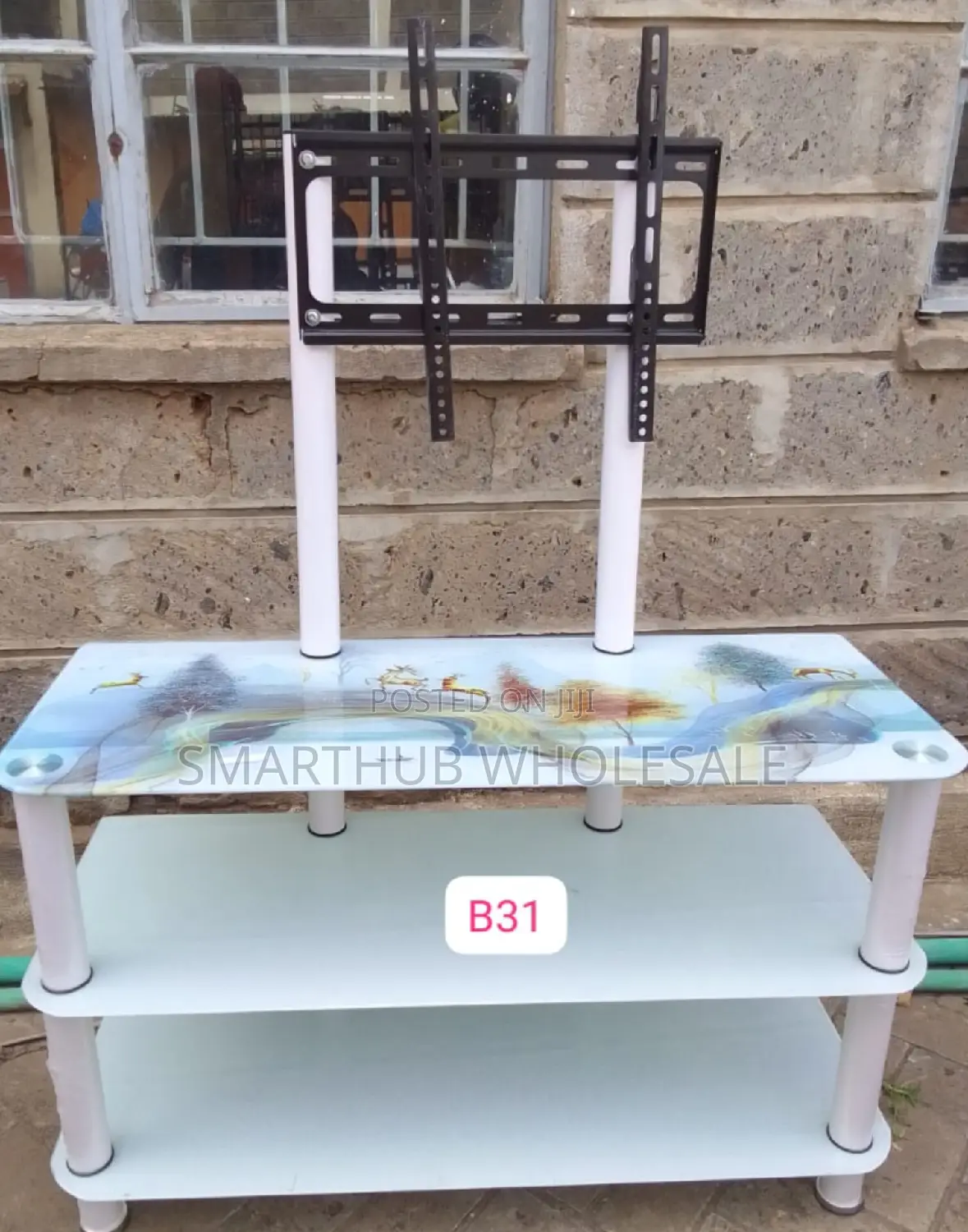 White Executive Glass Tv Stand * 