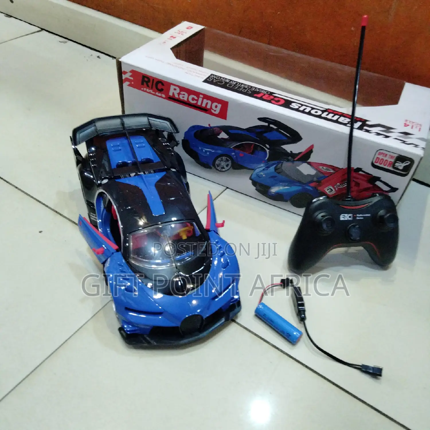 Blue Bugatti Rechargeable Toy Car for Kids