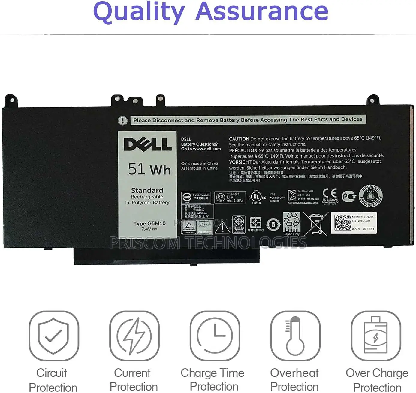 Laptop Battery for Dell Latitude 14 E5450 Latitude 15 E5550