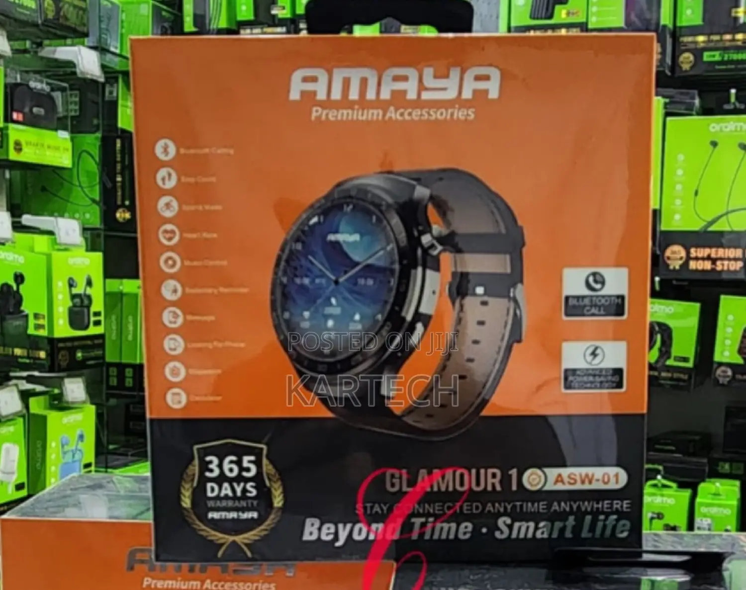 Amaya Glamour 1 Smart Watch With Leather Silicone Straps