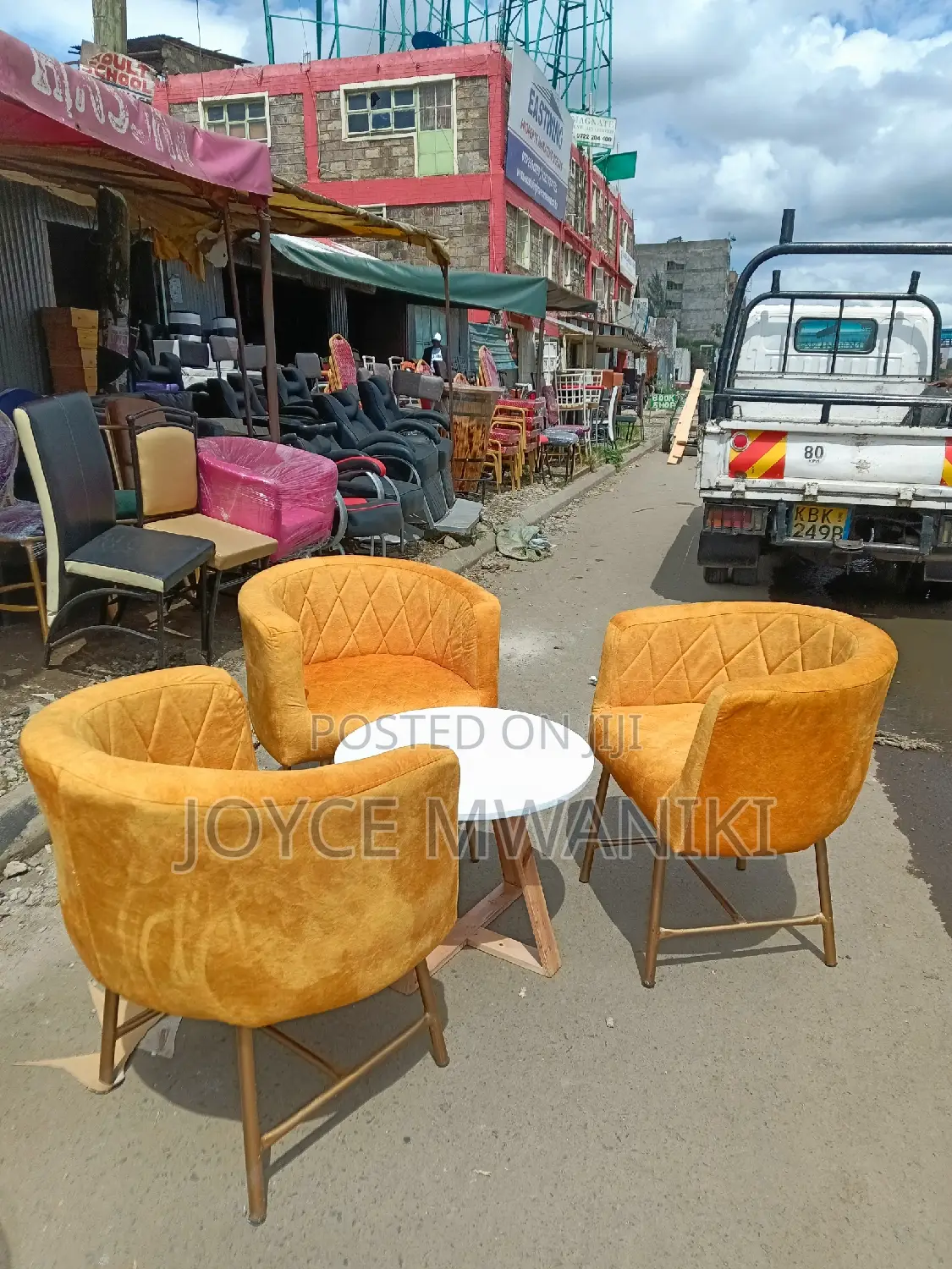 Reception Set, Gold Seats and a Table 