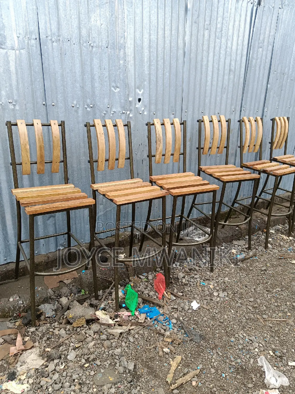 Wooden Bar High Chairs, Powder Coated 
