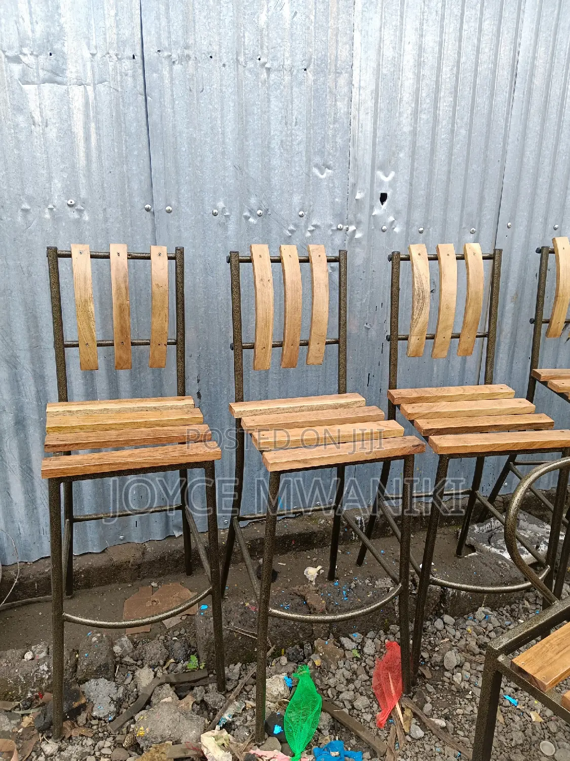 Wooden Bar High Chairs, Powder Coated 