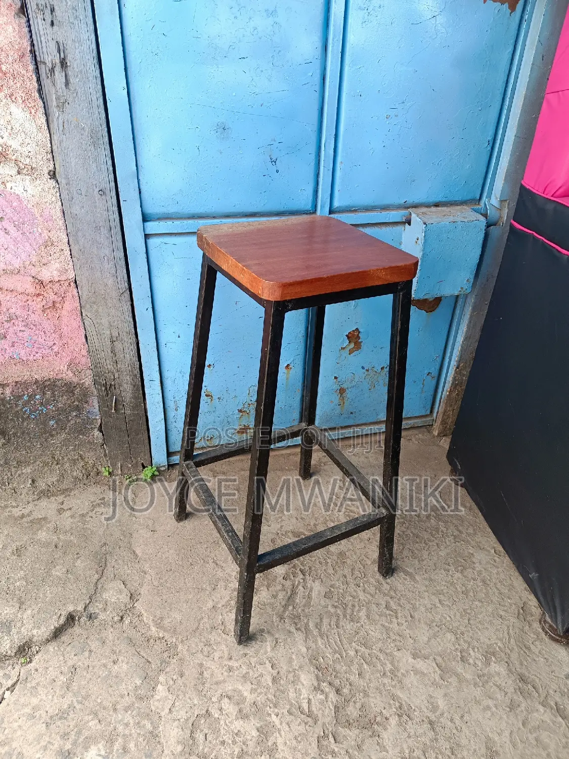 Wooden Backless High Stool, Square