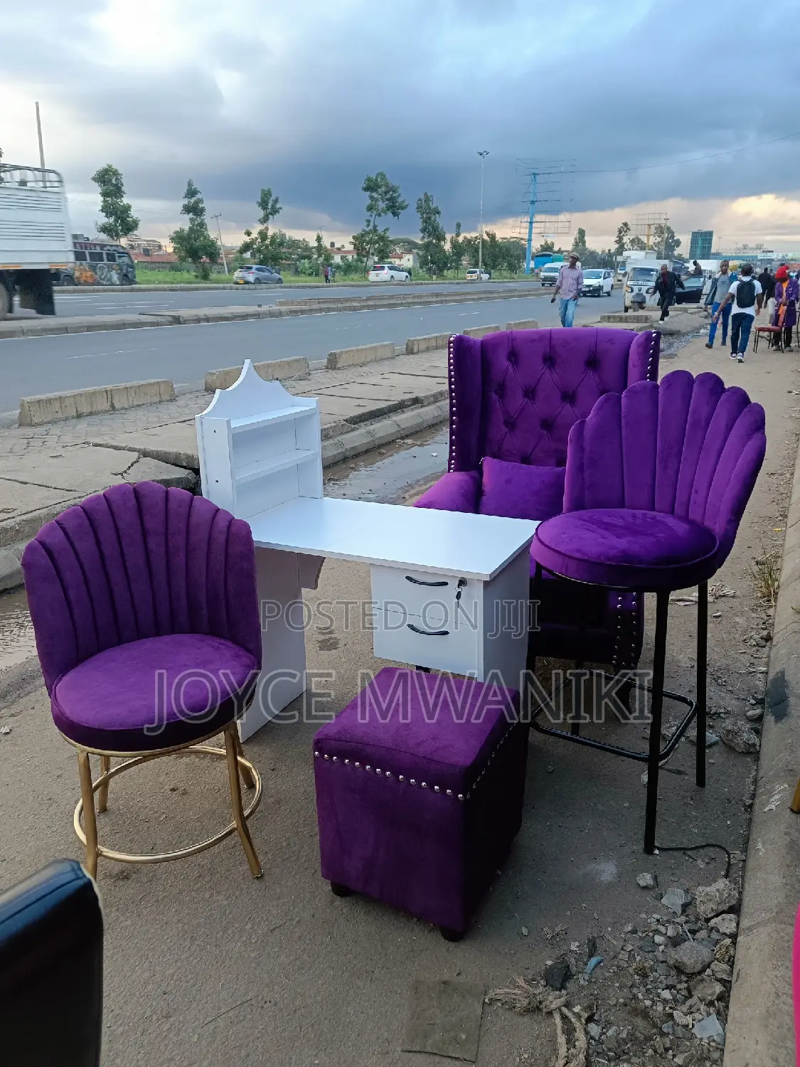 Manicure Set, Pedicure Seat, and a Counter Chair