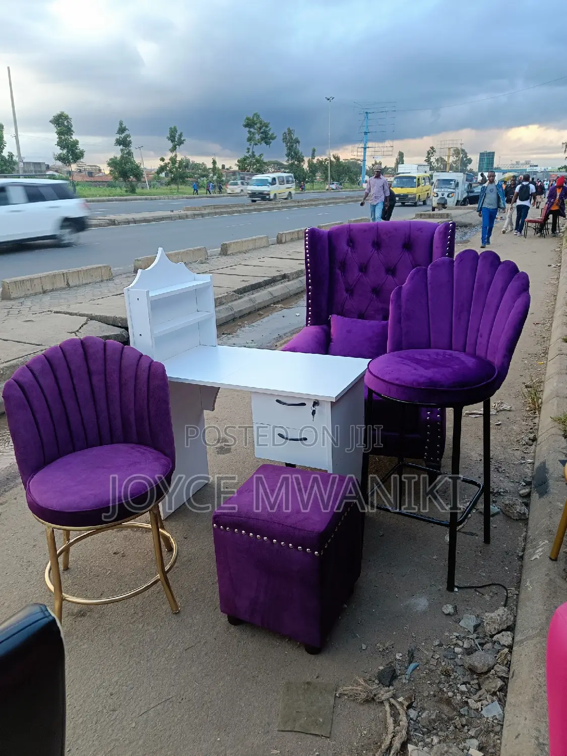 Manicure Set, Pedicure Seat, and a Counter Chair