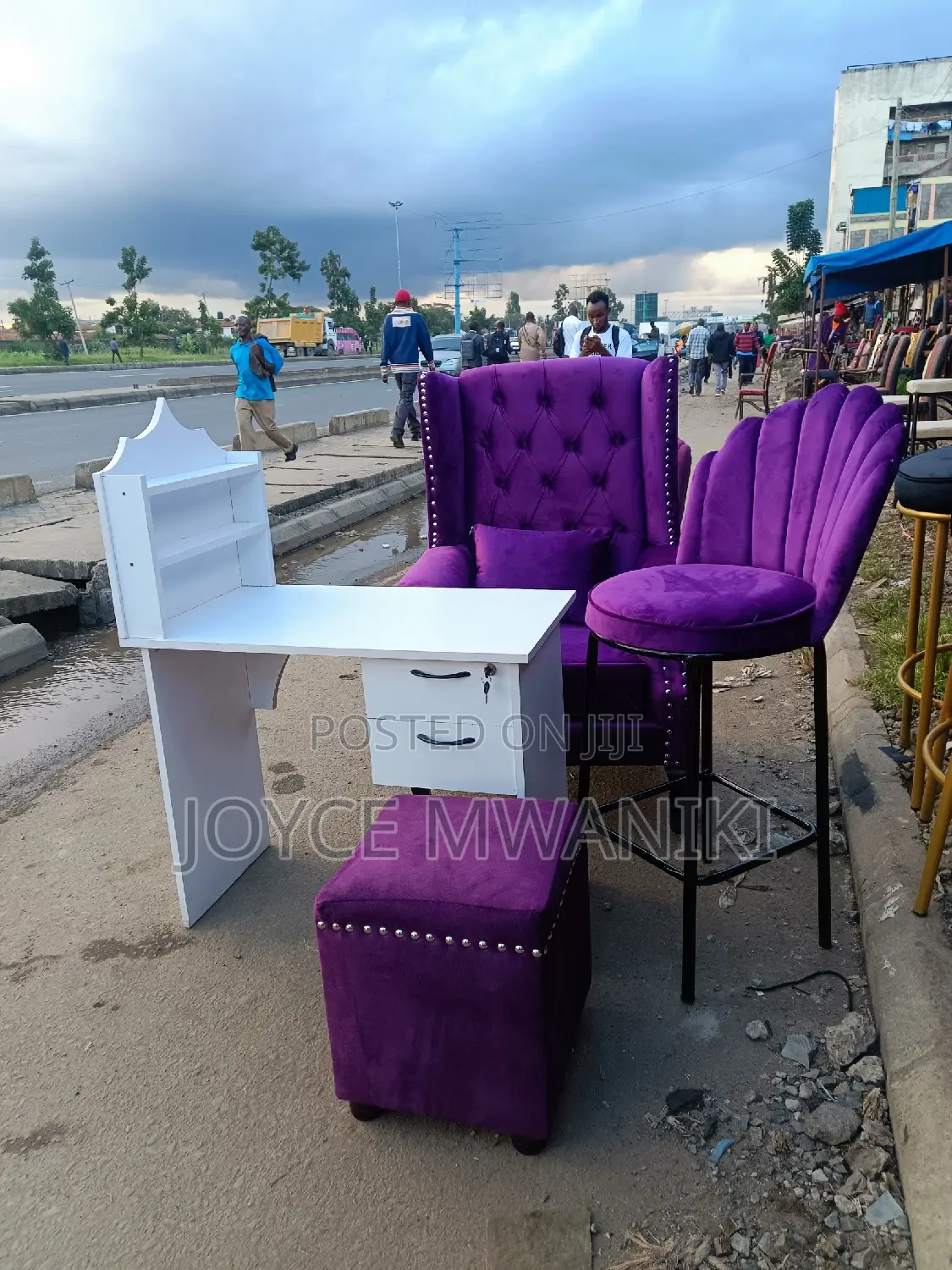 Manicure Table, Pedicure Seat and a Puff and a Counter Chair