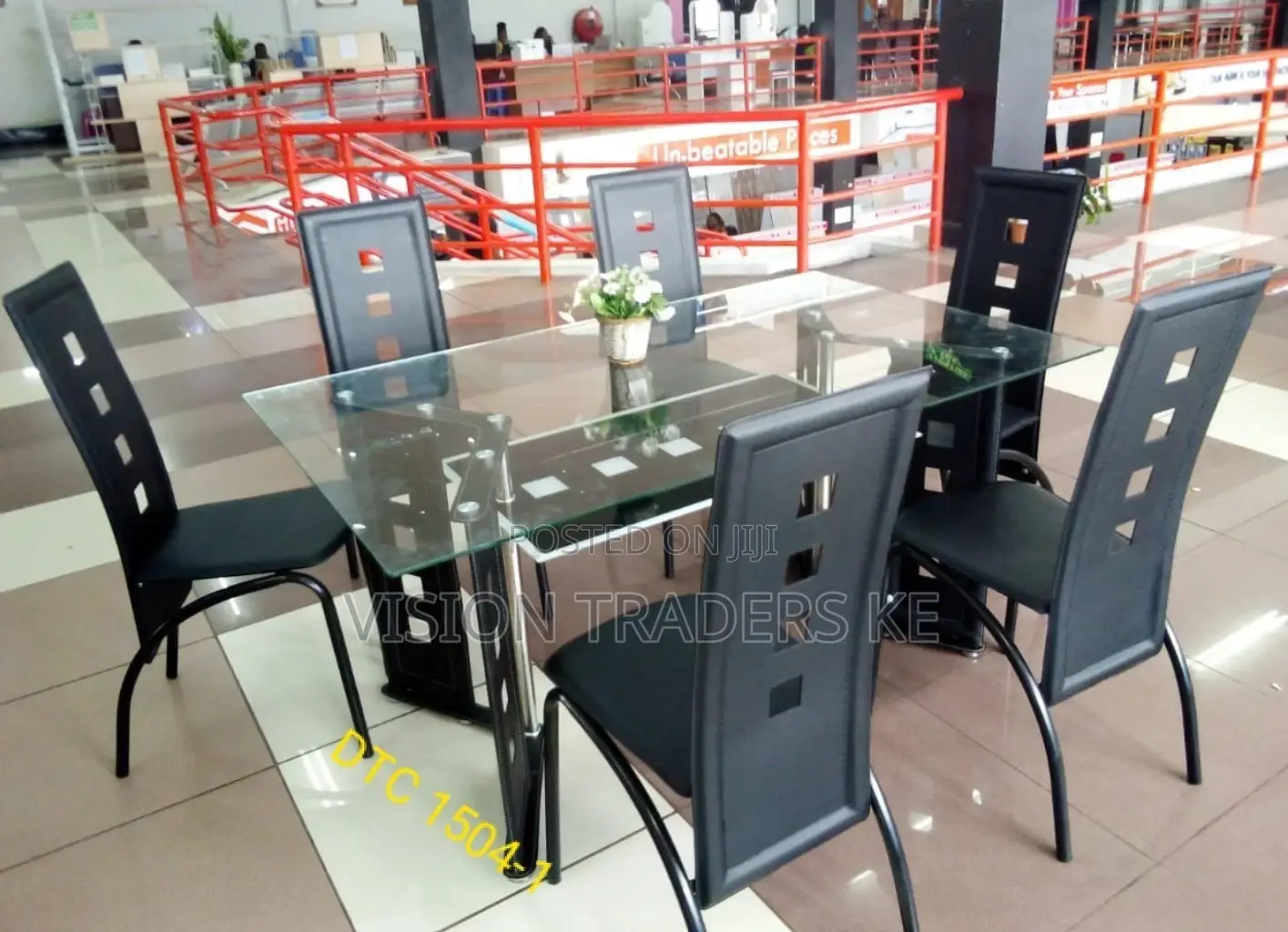 Dinning Table Executive 6 Sitters Glass Top Set