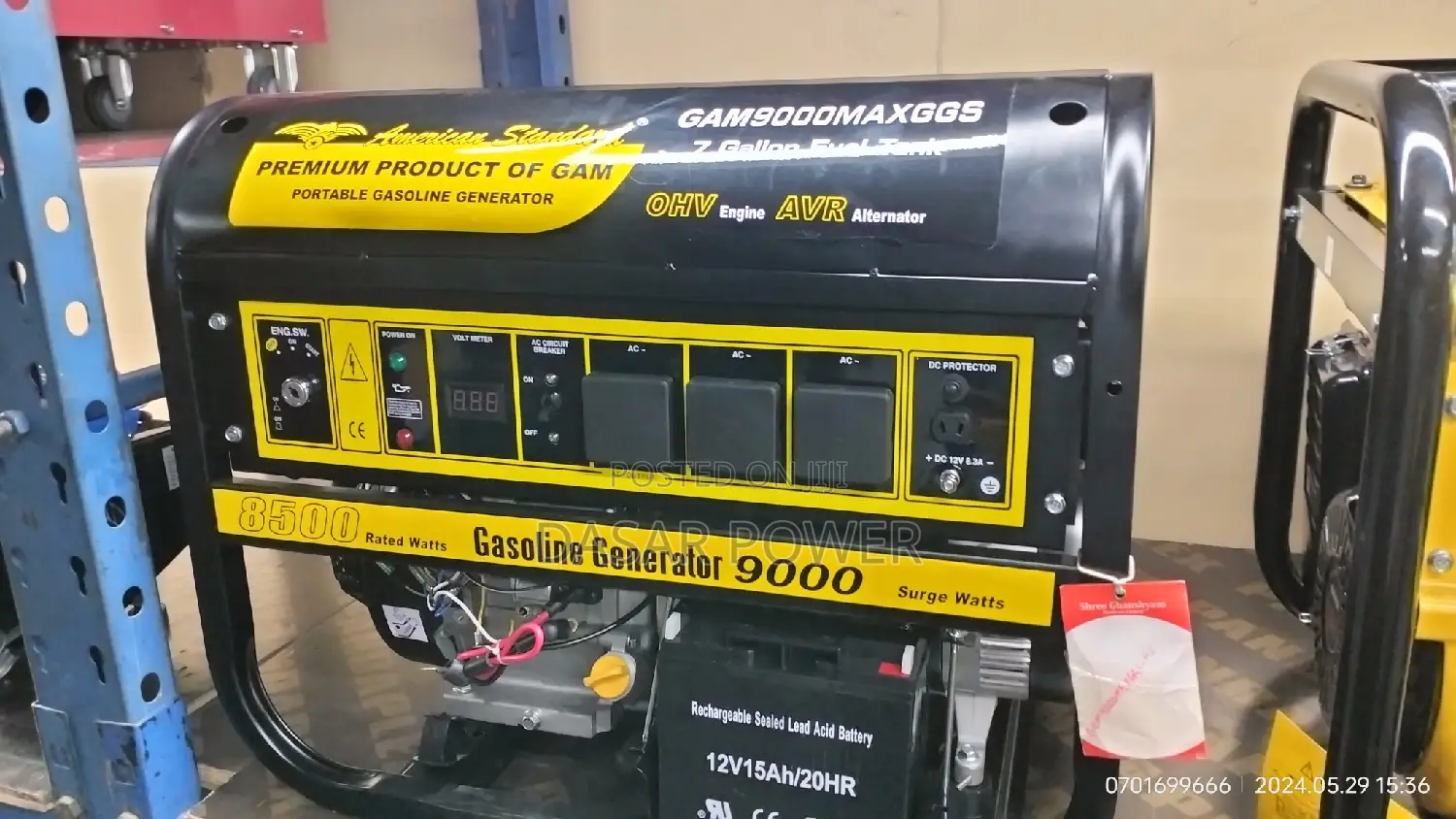 9kva American Starndard Gasoline Generator.