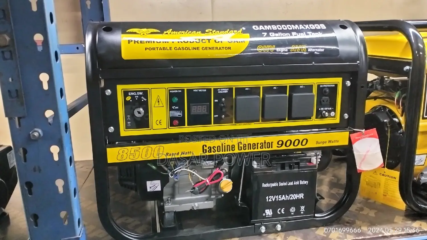 9kva American Starndard Gasoline Generator.