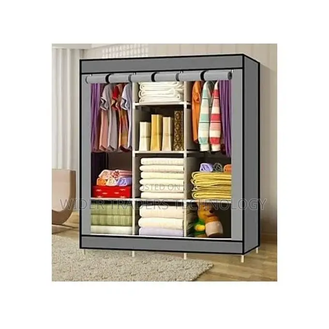 Portable Wooden Wardrobe Three Column Portable Wooden Wardro
