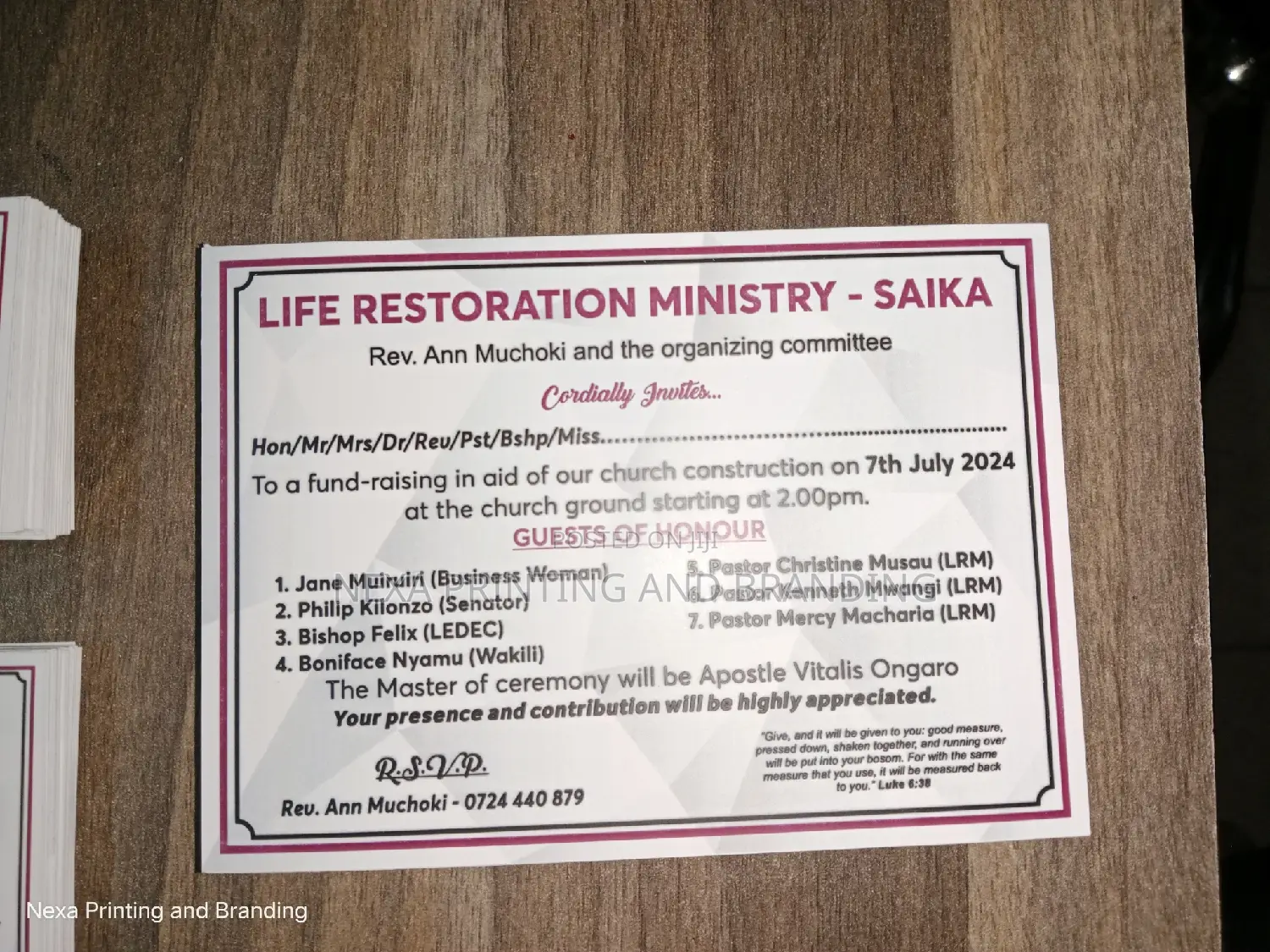 A6 Fund Raising Invitation Cards