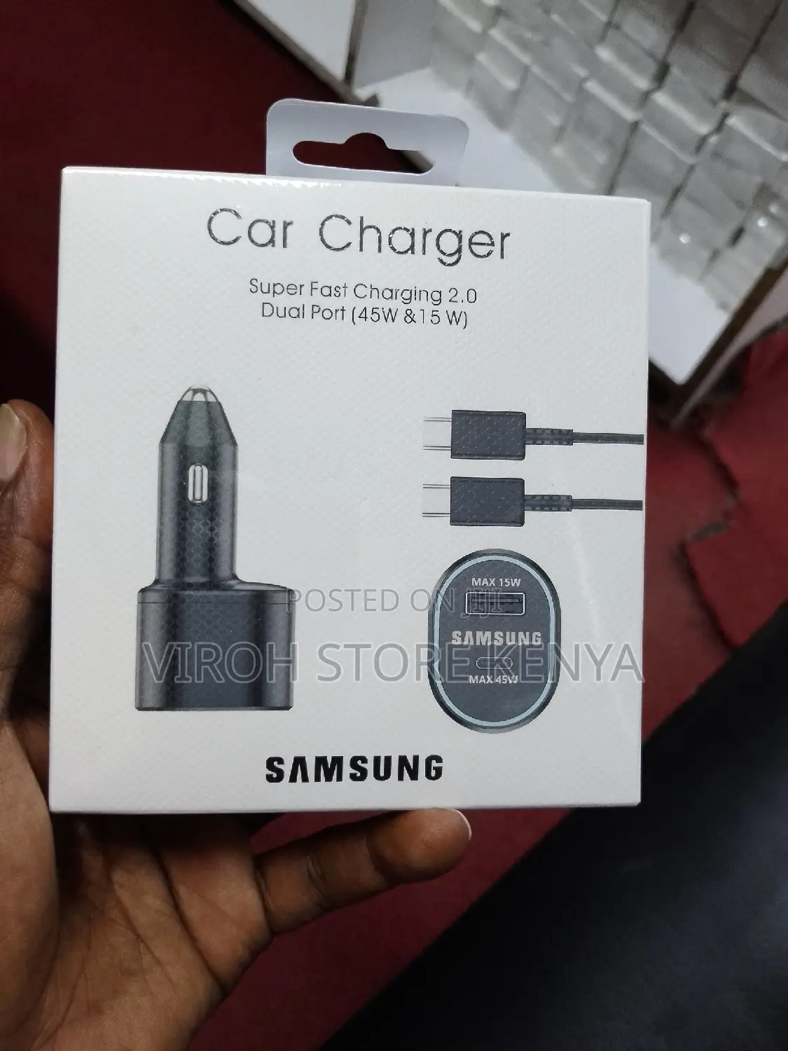Samsung Car Charger Fast Charging 45watts/15watts With Cable