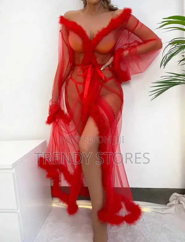 Transparent Fur Robe Lingerie
