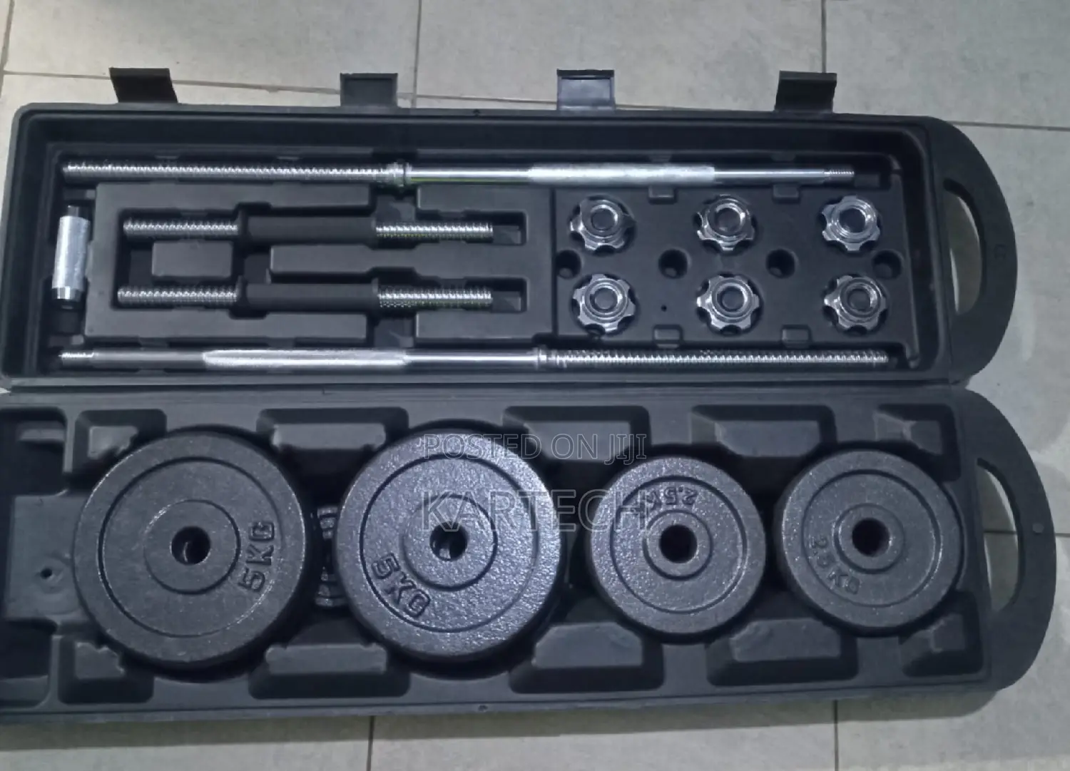 Adjustable 50kg Dumbbells+Portable Briefcase+ Barbell