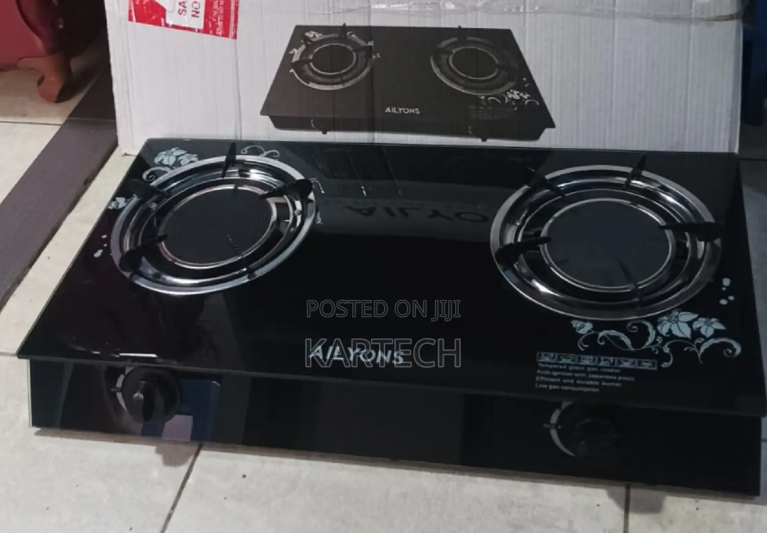 AILYONS Glass Top Infrared Double Burner Gas Stove