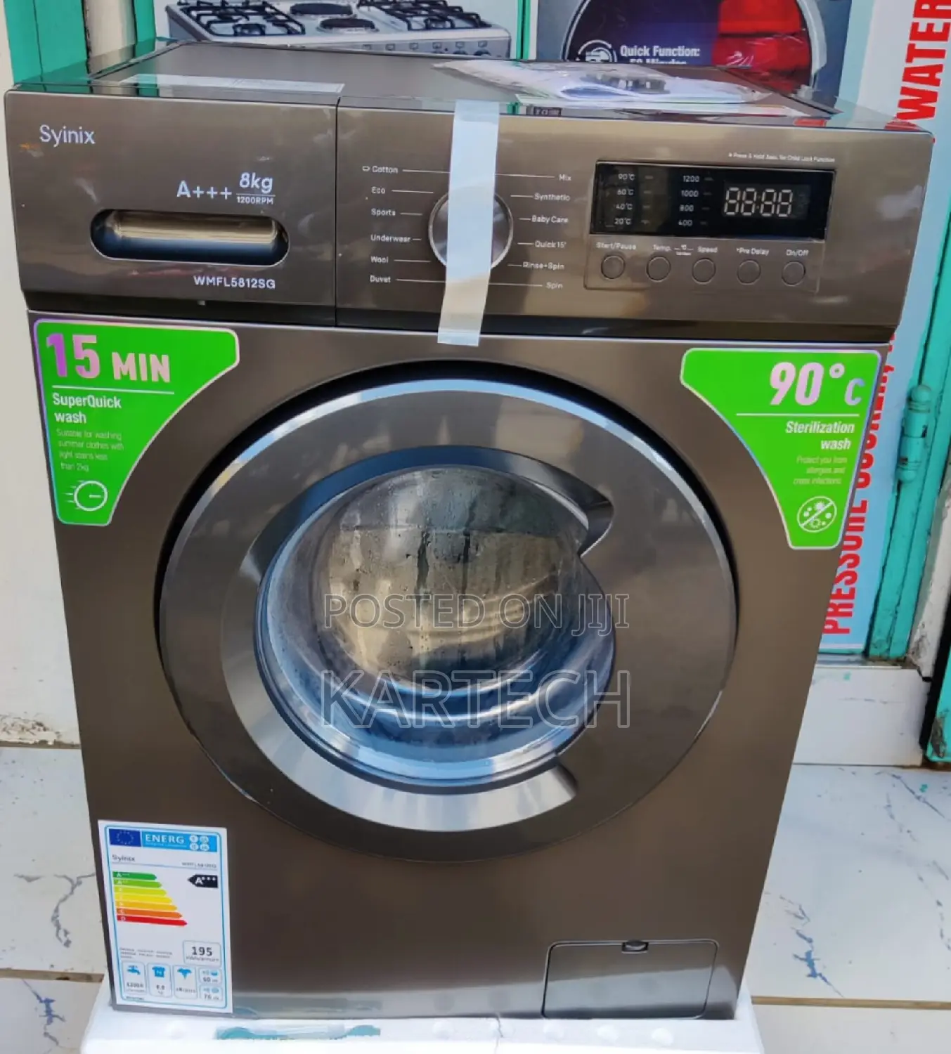 Syinix 8kgs Front Load Washing Machine - Silver