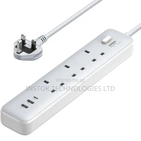 UGREEN 30W 3 AC Power Strip With Master Switch