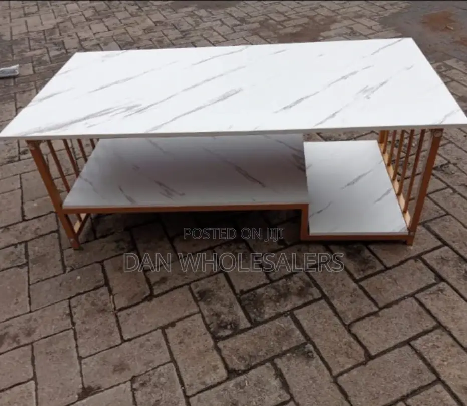 Wooden Marble Top Pattern Coffee Table- White