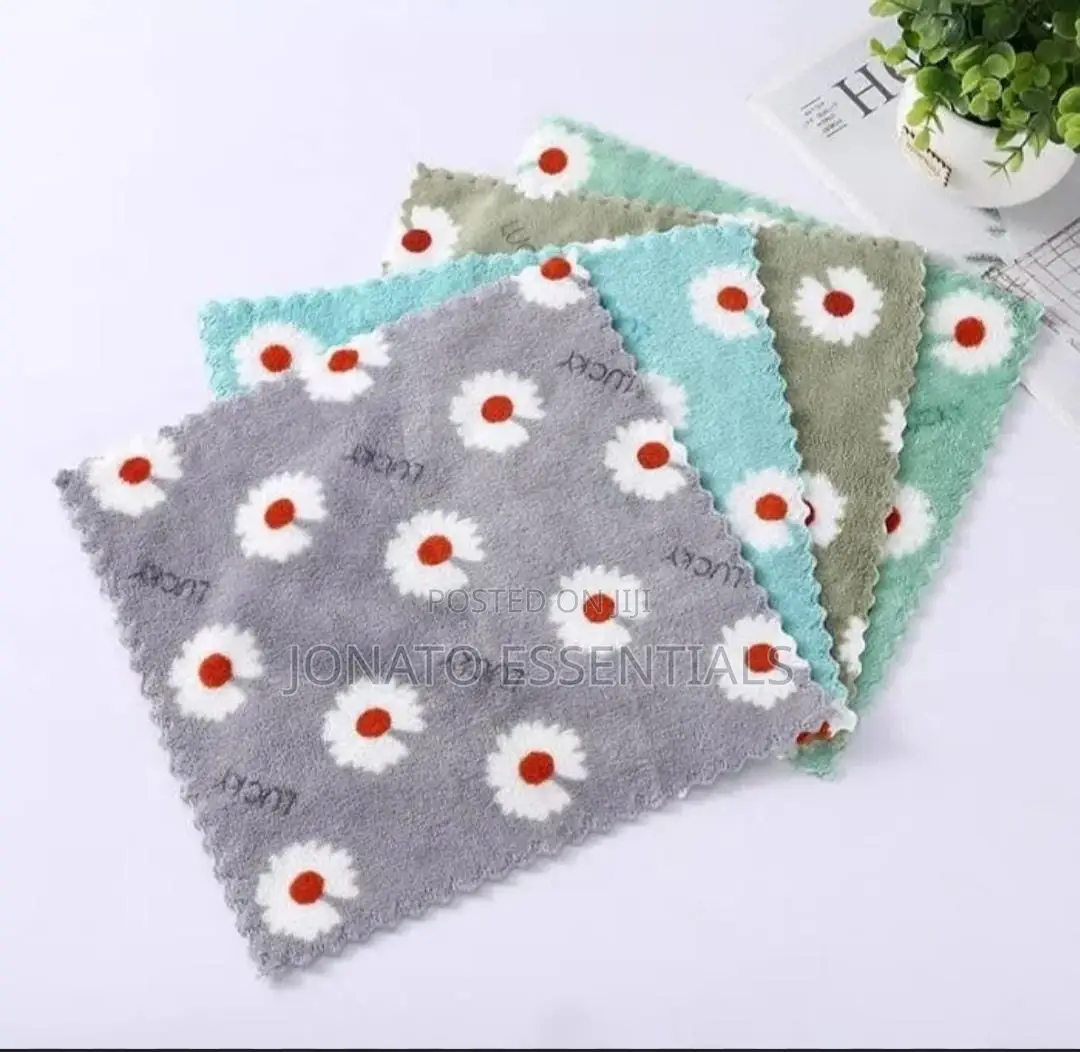 5pc Coral Fleece Square Absorbent Cloth or Towel