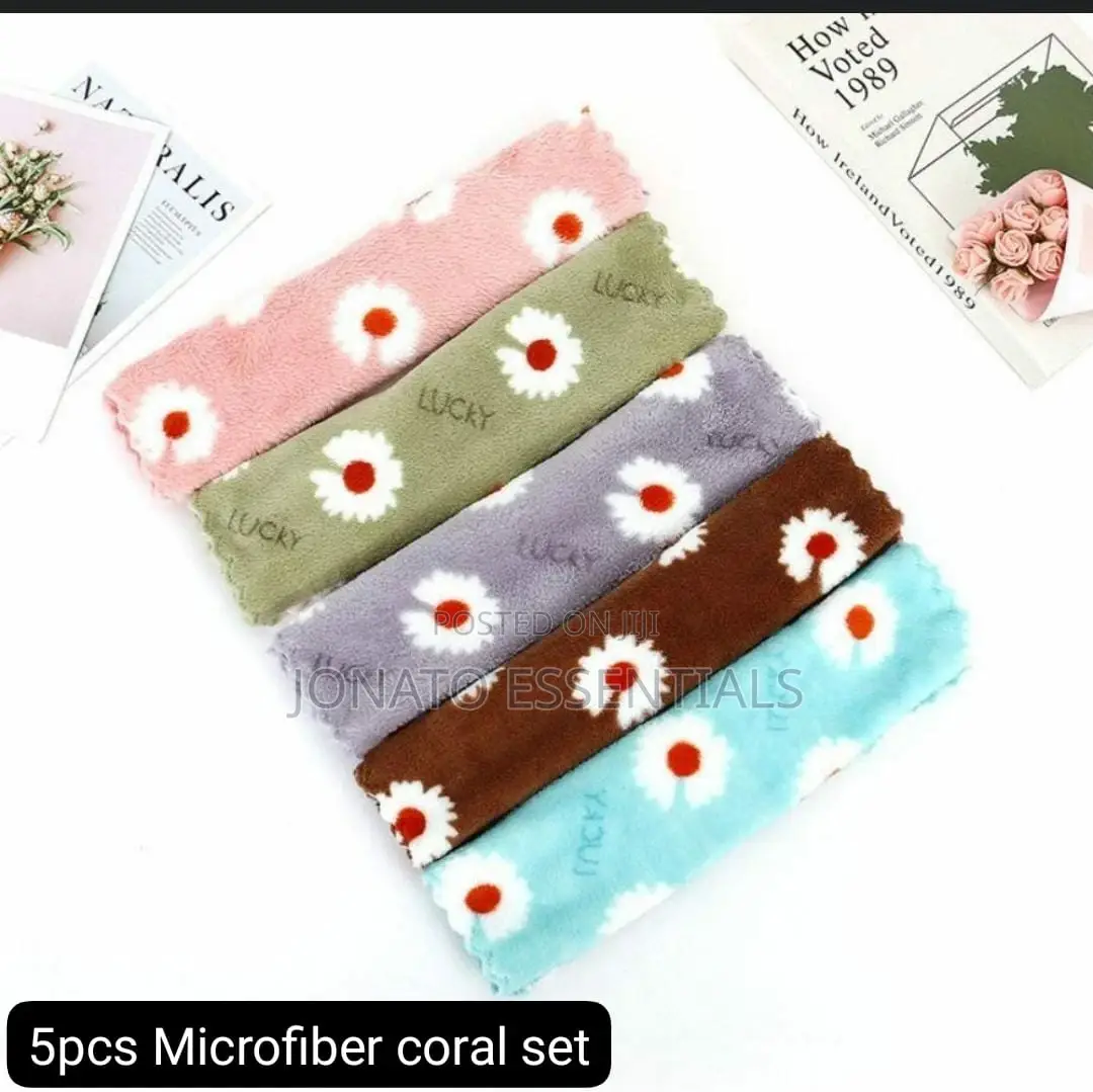 5pc Coral Fleece Square Absorbent Cloth or Towel