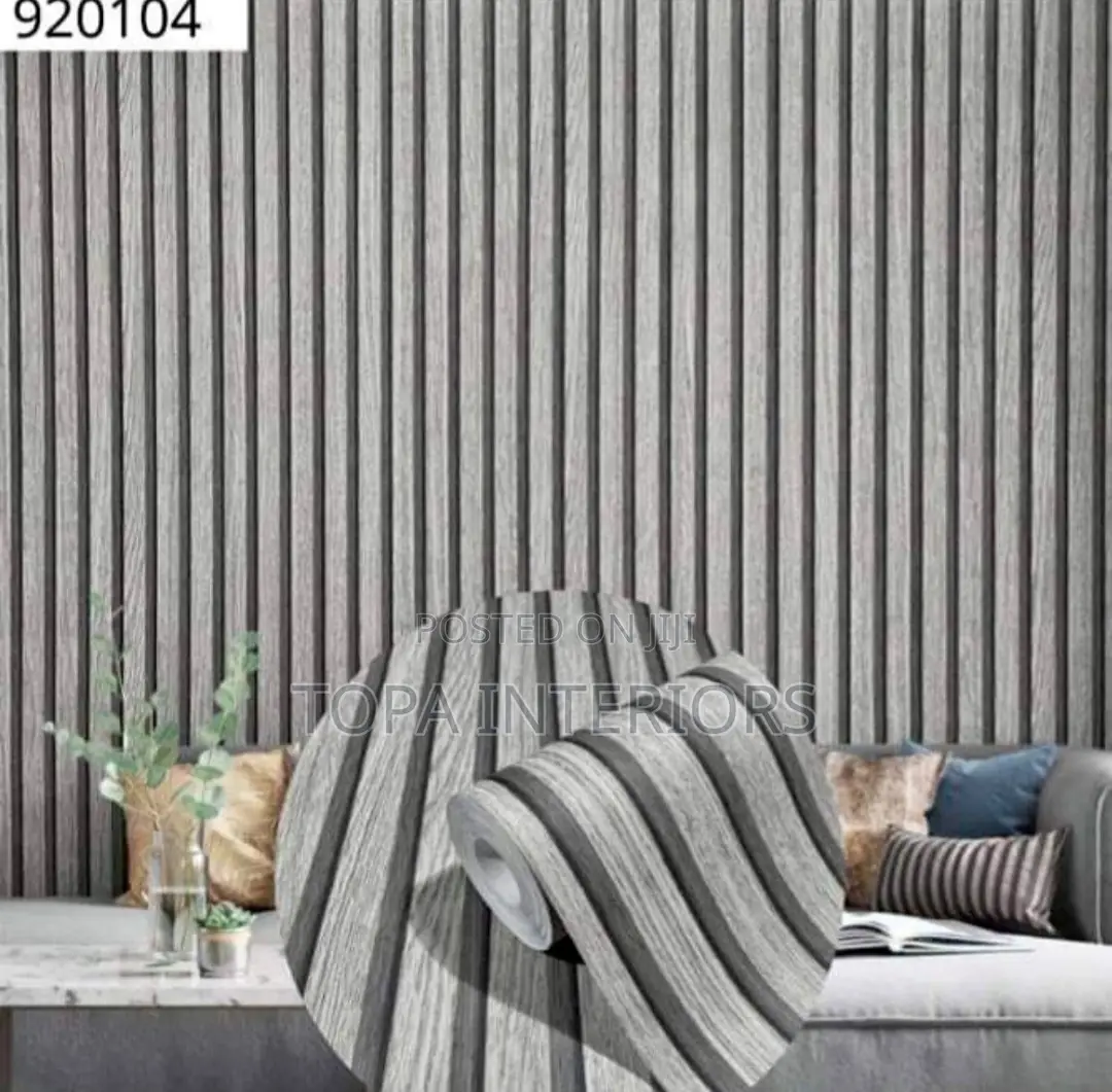 Classic Grey Wood Effect Fluted Wallpapers for All Walls