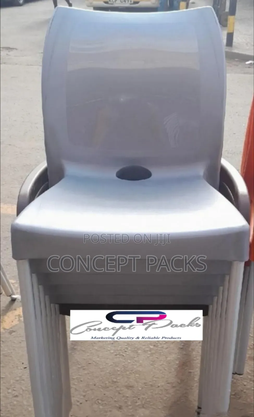 Complast Grey Strong Armless Plastic Chairs