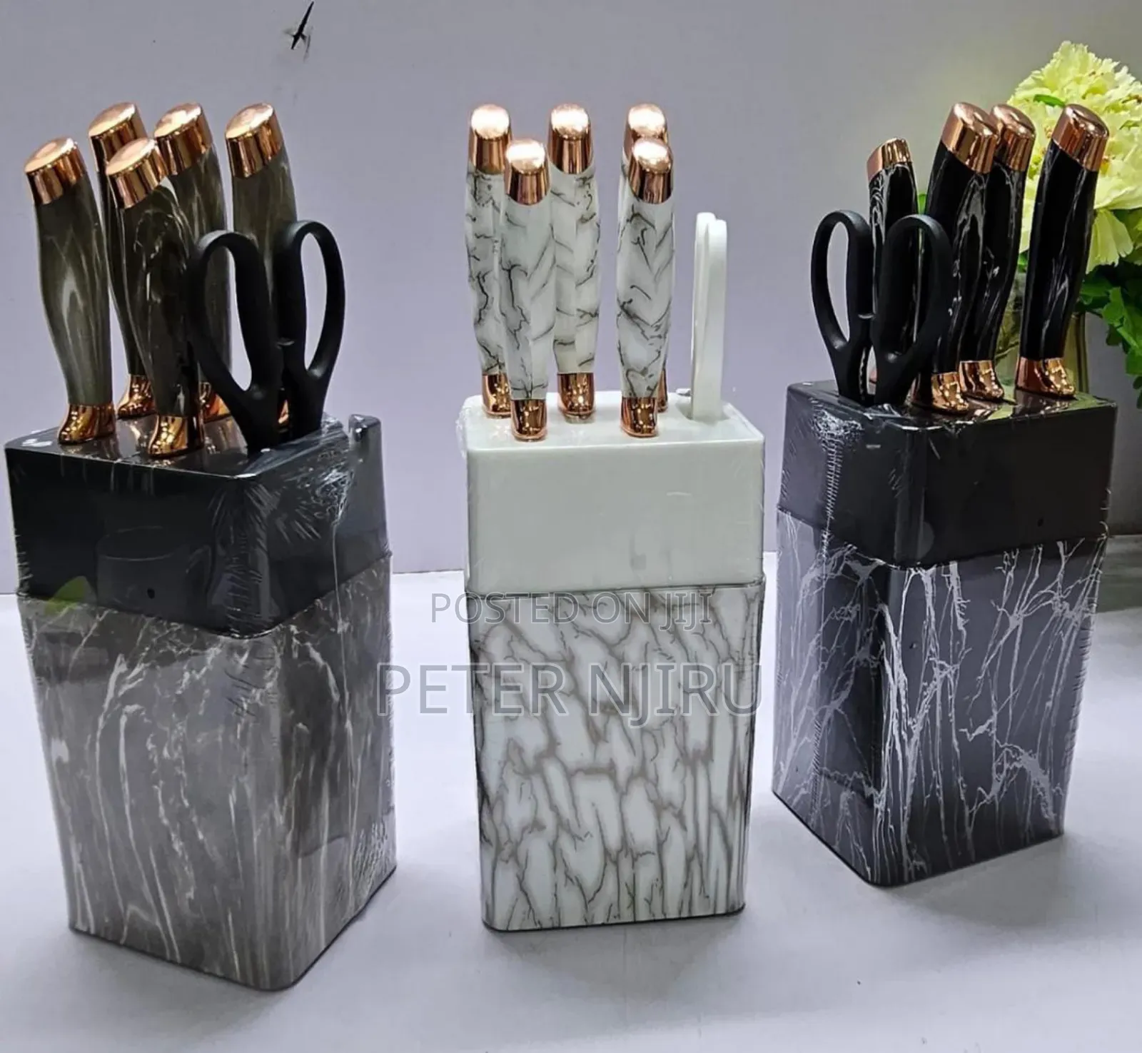 Marble Black Knive Set