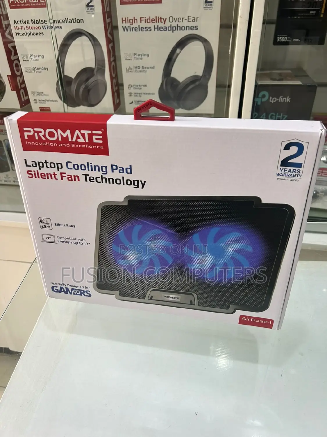 Promate Laptop Cooling Pad With Silent Fan – Airbase-1