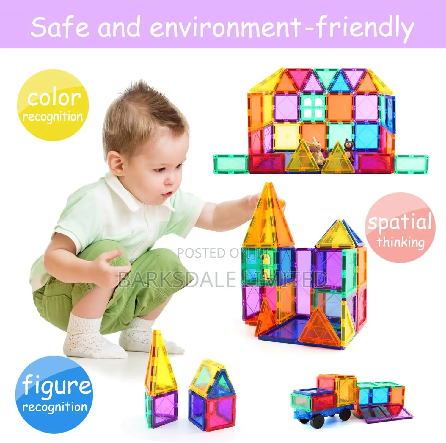 Magnetic Tiles Building Blocks Toy Gift Kids Children 46 PCS
