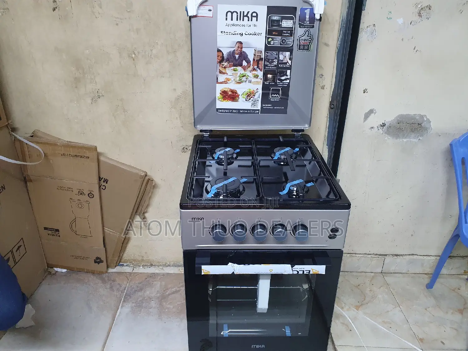 Mika 50 by 60 3 + 1 Electric Oven With Grill Standing Cooker