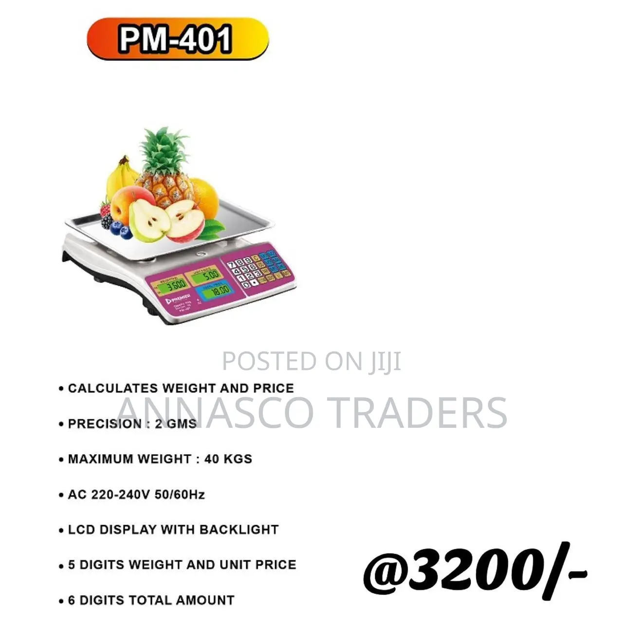 Premier Pm-401 Digital Scale 40kg Without Arm